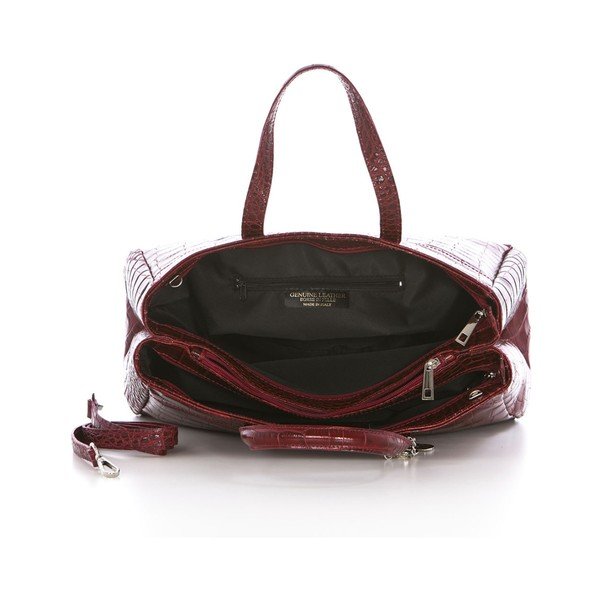 Bordo spalvos natūralios odos rankinė "Federica Bassi Python-image-2