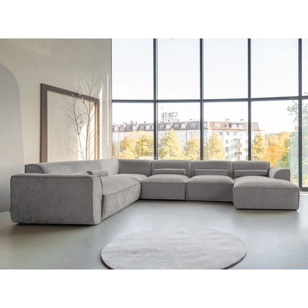 Kampinė sofa šviesiai pilkos spalvos (su kairiuoju kampu/„U“ formos) Flex Felix – Miuform-image-1