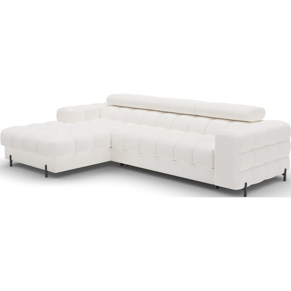 Kreminės spalvos iš boucle sulankstoma/su sandėliavimo vieta kampinė sofa (su kairiuoju kampu/su gultu) Felro – ELTAP-image-2