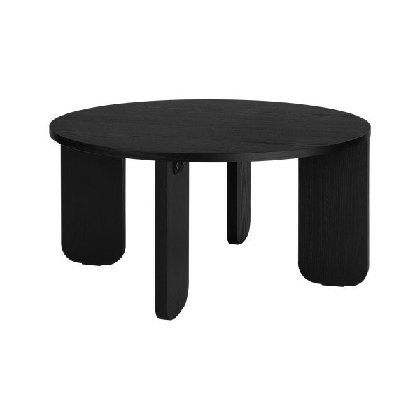 Juodos spalvos apvalios formos kavos staliukas su ąžuolo dekoro stalviršiu ø 75 cm Kuvu – noo.ma