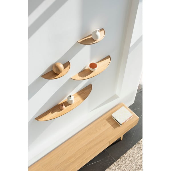 Sieninė lentyna iš ąžuolo masyvo natūralios spalvos 100 cm Mu – Gazzda-image-1