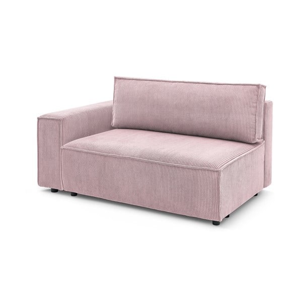 Modulinė sofa šviesiai rožinės spalvos iš kordinio velveto (su kairiuoju kampu) Nihad modular – Bobochic Paris