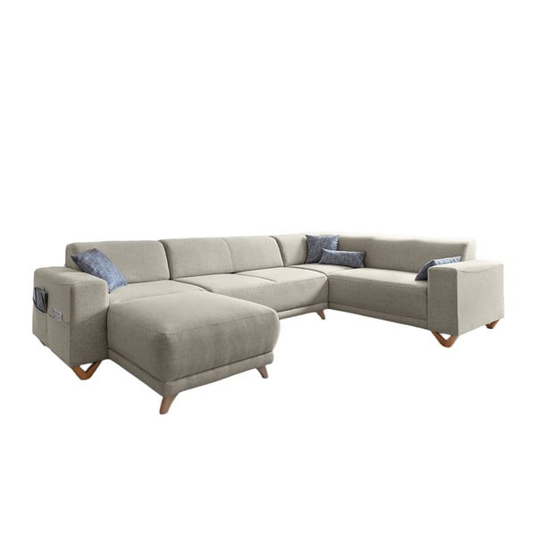 Smėlio spalvos sulankstoma/su sandėliavimo vieta kampinė sofa (su dešiniuoju kampu/„U“ formos) Classy Sophie – Miuform