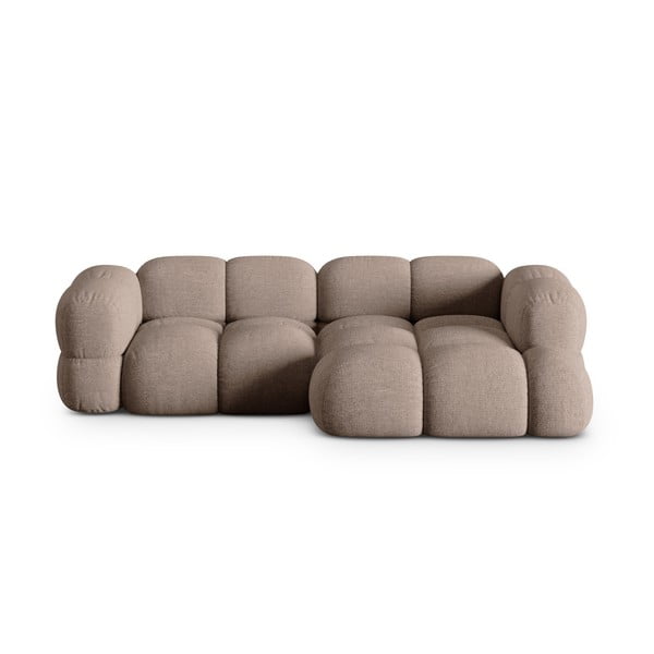 Rudos spalvos kampinė sofa (su dešiniuoju kampu/su gultu) Loretto – Cosmopolitan Design