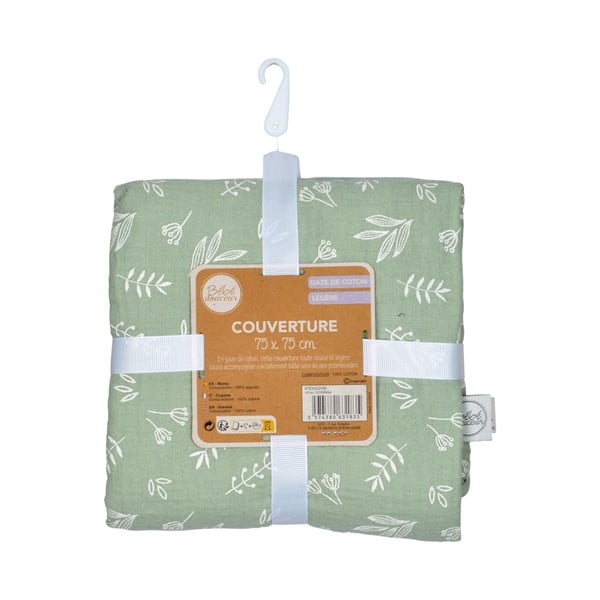 Iš muslino vaikiškas pledas žalios spalvos 75x75 cm – Bébé Douceur-image-3