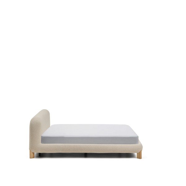 Smėlio spalvos dvigulė lova audiniu dengta be grotelių 180x200 cm Odina – Kave Home-image-4