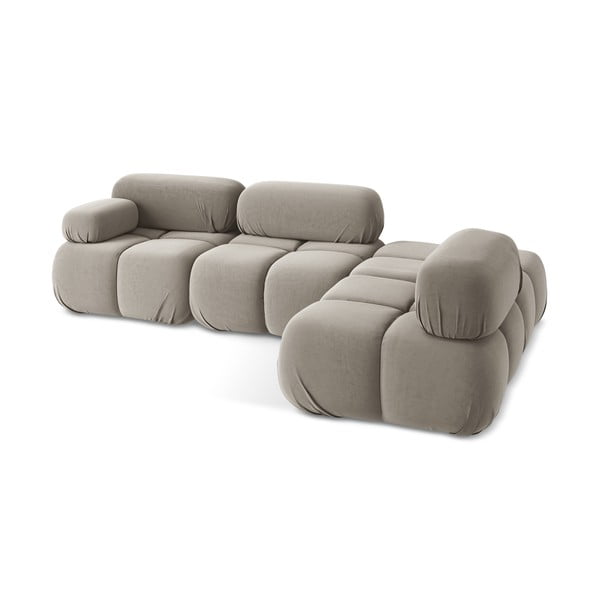 Smėlio spalvos iš velveto modulinė kampinė sofa (su dešiniuoju kampu) Lokua – Makamii-image-4
