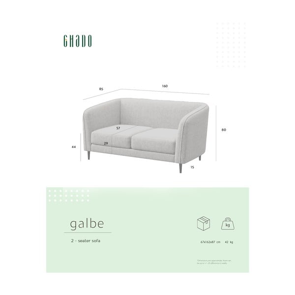 Sofa geltonos spalvos 160 cm Galbe – Ghado-image-4