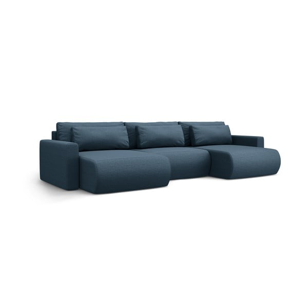 Tamsiai mėlynos spalvos sulankstoma/su sandėliavimo vieta kampinė sofa („U“ formos) Belfast – Cosmopolitan Design-image-4