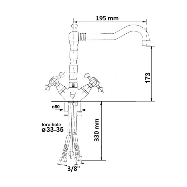 Kriauklei čiaupas bronzinės spalvos stovimas Antea – Sapho-image-4