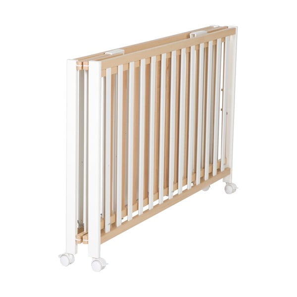 Vaikiška lovelė baltos spalvos/natūralios spalvos ant ratukų 60x120 cm Fold up – Roba-image-3