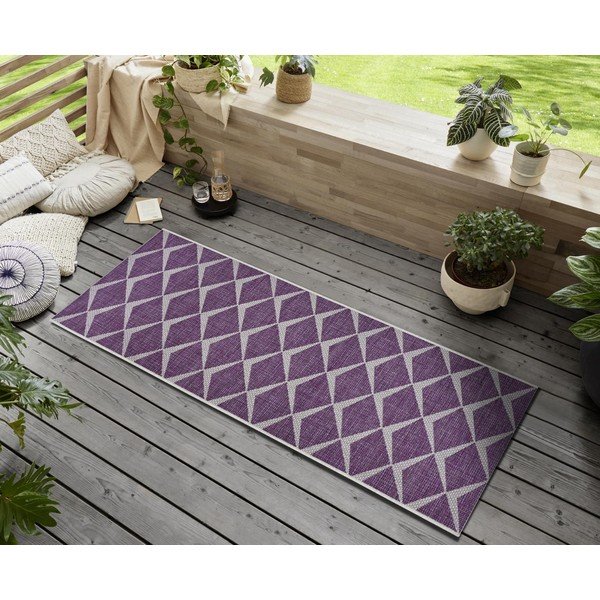 Violetinės ir smėlio spalvos lauko kilimėlis NORTHRUGS Escala, 70 x 300 cm-image-1