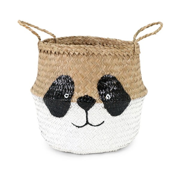 Iš jūržolės vaikiškas krepšys baltos spalvos/natūralios spalvos ø 25x24 cm Panda – Compactor