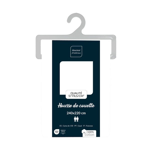 Baltos spalvos iš medvilnės dvigulis/itin ilgas antklodės užvalkalas 240x220 cm Lina – douceur d'intérieur-image-2