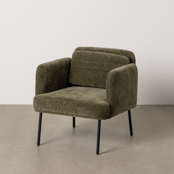 Žalios spalvos iš šenilinio audinio krėslas Bind – Ixia-image-2