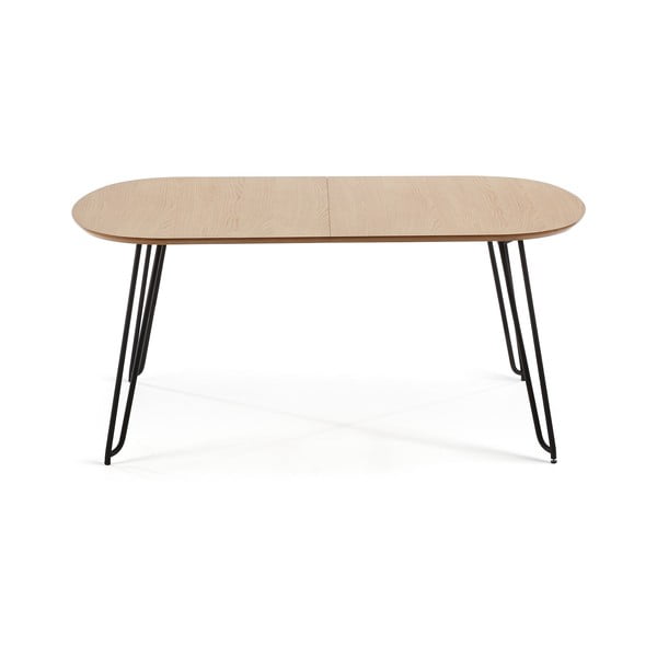Prailginamas valgomojo stalas natūralios spalvos iš ąžuolo 100x170 cm Novac – Kave Home-image-2