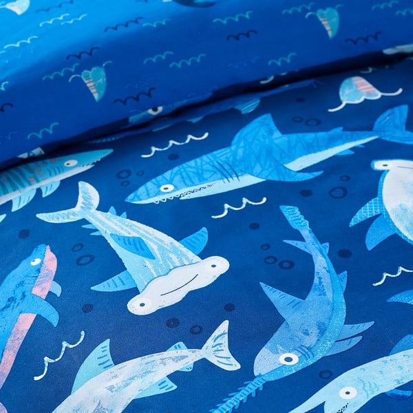 Mėlynos spalvos vaikiška patalynė vaikiškai lovai 120x150 cm Jawsome Shark – Catherine Lansfield-image-4