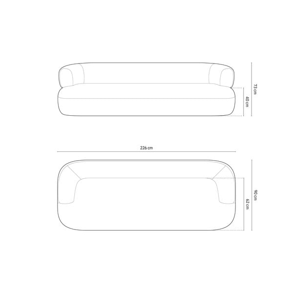 Iš boucle sofa šviesiai pilkos spalvos 226 cm Jenny – Micadoni Home-image-4