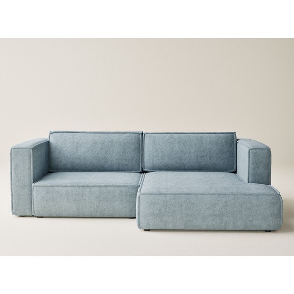 Šviesiai mėlynos spalvos sulankstoma/su sandėliavimo vieta kampinė sofa iš šenilinio audinio (su dešiniuoju kampu/su gultu) Velto – Maison de Rêve-image-2