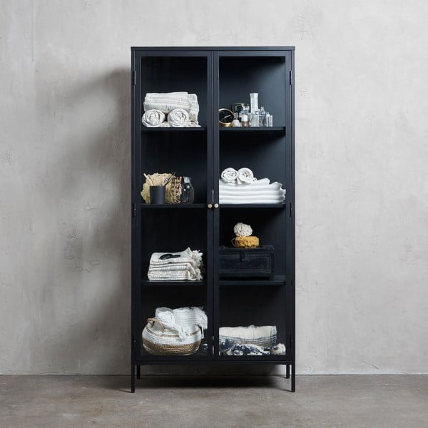 Iš metalo vitrina juodos spalvos 90x190 cm Carmel – Unique Furniture-image-4