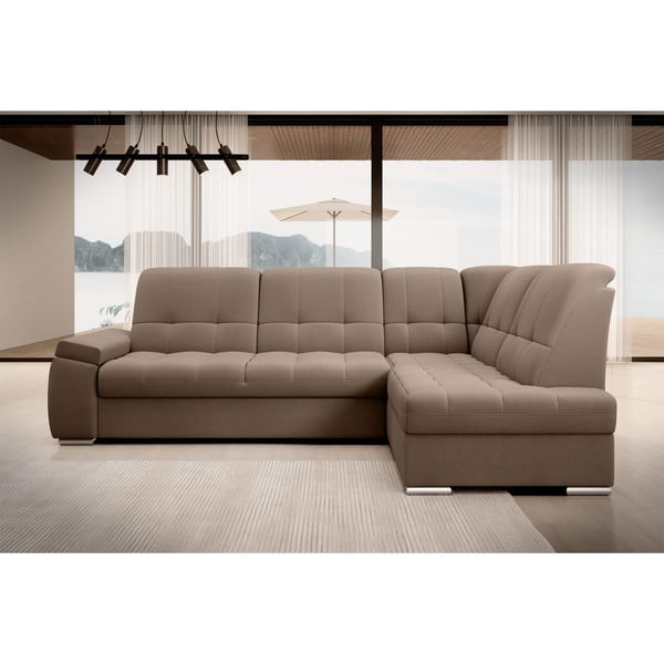 Rudos spalvos iš velveto sulankstoma/su sandėliavimo vieta kampinė sofa (su dešiniuoju kampu/„L“ formos) Sado – ELTAP-image-3