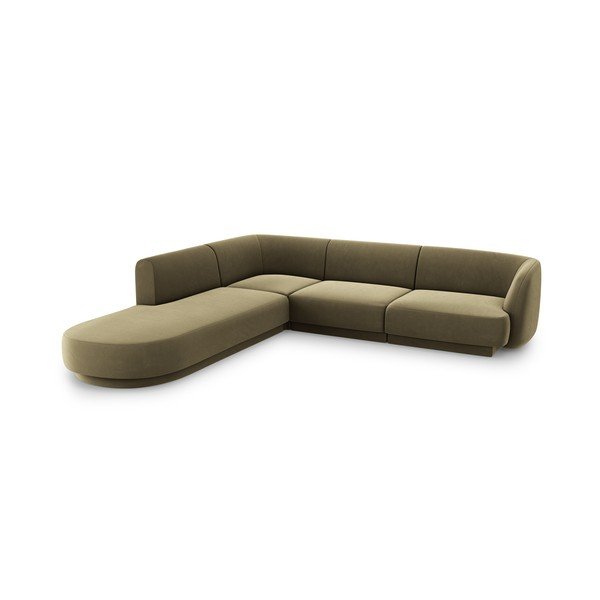 Kampinė sofa žalios spalvos iš velveto (su kairiuoju kampu) Miley  – Micadoni Home-image-3