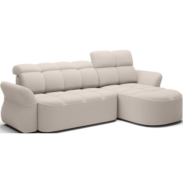 Smėlio spalvos iš boucle sulankstoma/su sandėliavimo vieta kampinė sofa (su dešiniuoju kampu/su gultu) Beneth – ELTAP-image-3