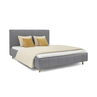 Dvigulė lova pilkos spalvos audiniu dengta su lovos grotelėmis 180x200 cm Zee – Scandic