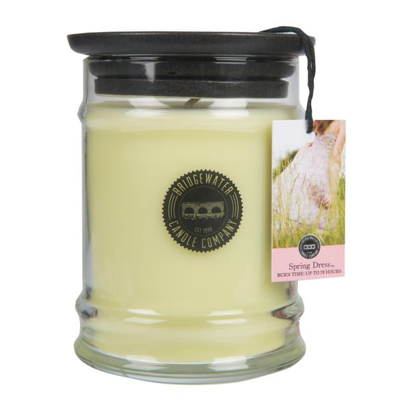 Kvapnioji žvakė stikliniame indelyje su magnolijų ir citrusinių vaisių aromatu "Bridgewater Candle Company Spring Dress", degimo trukmė 65-85 val.