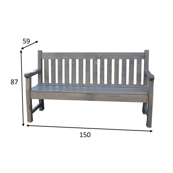 Pilkas medinis sodo suolas London - Rojaplast-image-3