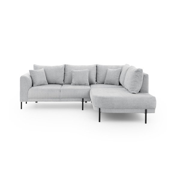 Šviesiai pilkos spalvos kampinė sofa iš šenilinio audinio (su dešiniuoju kampu/„L“ formos) Mauris  – Ropez