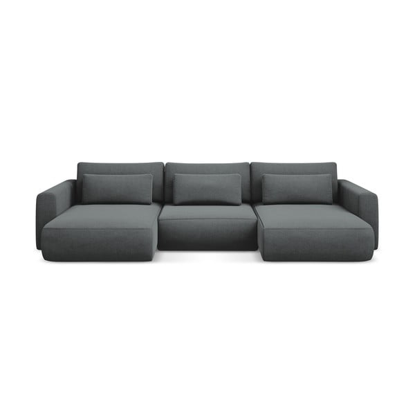 Tamsiai pilkos spalvos sulankstoma/su sandėliavimo vieta kampinė sofa („U“ formos) Kapua – Makamii