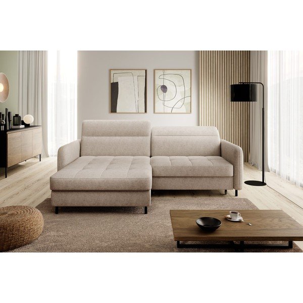 Smėlio spalvos kampinė sofa (su kairiuoju kampu/su gultu) Gomsi – ELTAP-image-3