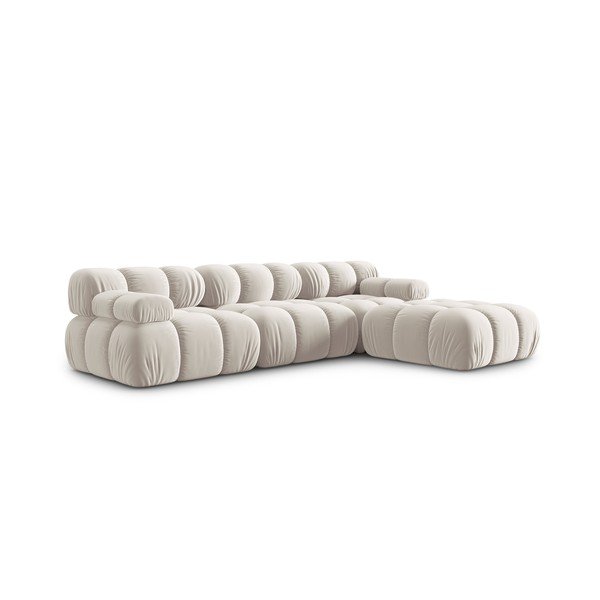 Iš velveto modulinė kampinė sofa smėlio spalvos (kintama) Bellis – Micadoni -image-3