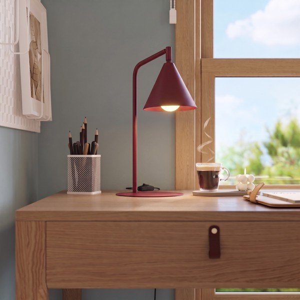 Bordo spalvos iš plieno stalinis šviestuvas su sulankstoma konstrukcija (aukštis 35 cm) Zylo – Sollux-image-1