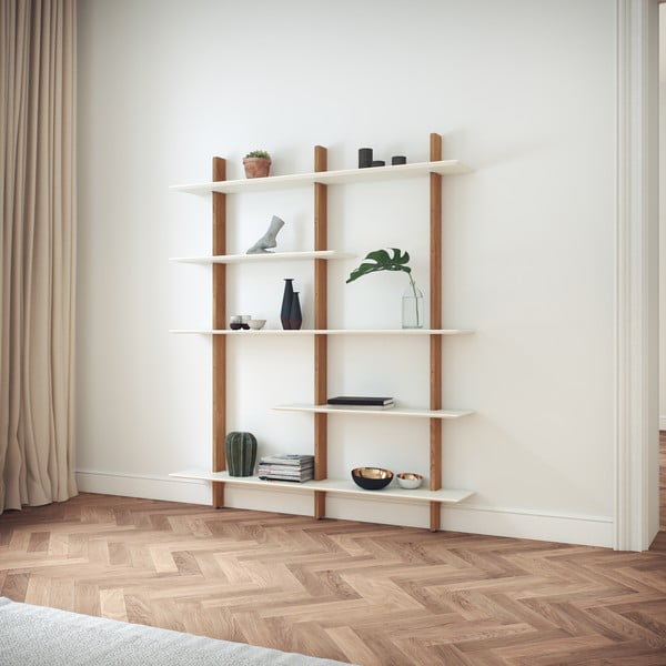 Baltos spalvos lentynų sistema su ąžuolo konstrukcija Tenzo Bridge, plotis 162 cm-image-1
