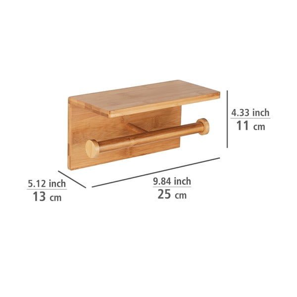 Sieninis bambuko tualetinio popieriaus laikiklis Duo Bambusa - Wenko-image-2