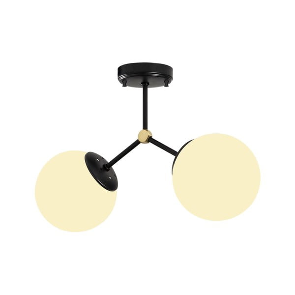Juodos ir baltos spalvos lubinis šviestuvas 15x44 cm su stiklo gaubtu Damar – Opviq lights-image-2