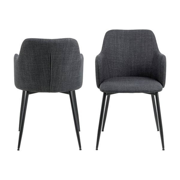 Antracito spalvos iš audinio valgomojo kėdžių komplektas 2 vnt. Ilsa – Actona-image-3