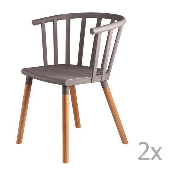 2 šviesiai pilkų valgomojo kėdžių su medinėmis kojelėmis rinkinys sømcasa Jenna