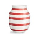 Balta ir raudona dryžuota keraminė vaza Kähler Design Omaggio, aukštis 20,5 cm