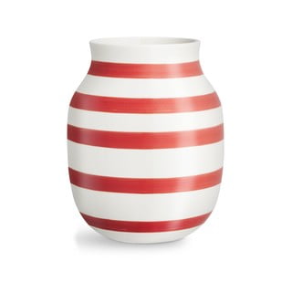 Balta ir raudona dryžuota keraminė vaza Kähler Design Omaggio, aukštis 20,5 cm