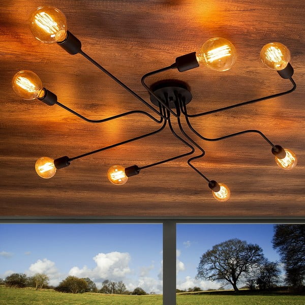 Sieninė lempa juodos spalvos Truva – Opviq lights-image-3