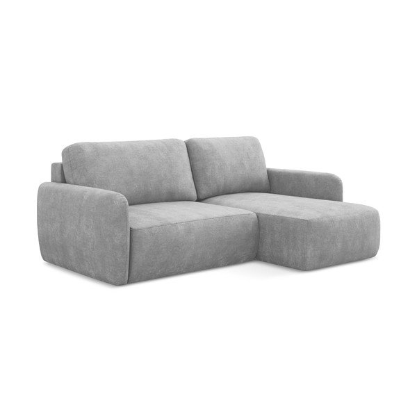 Šviesiai pilkos spalvos iš šenilinio audinio sulankstoma/su sandėliavimo vieta kampinė sofa (su dešiniuoju kampu/su gultu) Lilo – Makamii-image-3