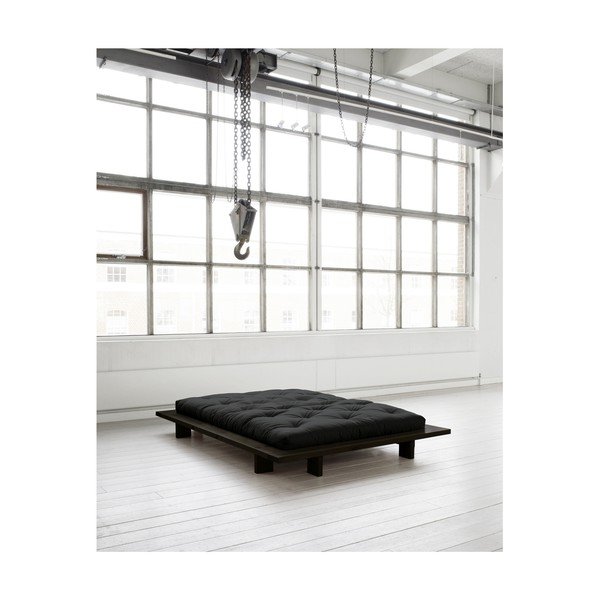Pušies medienos dvigulė lova su čiužiniu Karup Design Japan Comfort Mat Black/Black, 140 x 200 cm-image-3