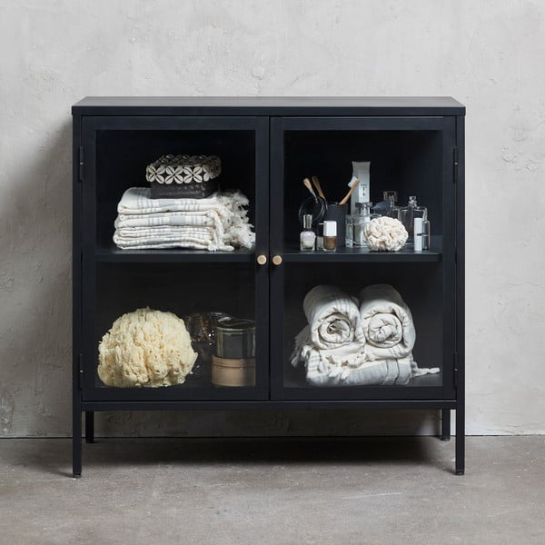 Iš metalo vitrina juodos spalvos 90x85 cm Carmel – Unique Furniture-image-1