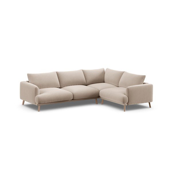 Smėlio spalvos kampinė sofa iš velveto (su dešiniuoju kampu/„L“ formos) Naomi – Micadoni -image-2