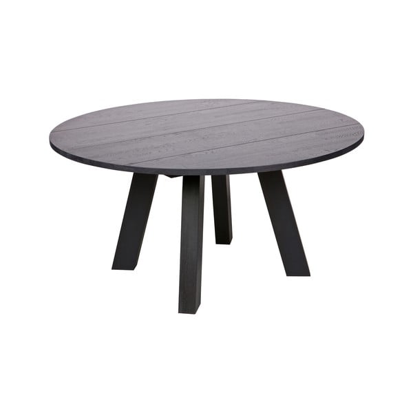 Valgomojo stalas iš ąžuolo medienos, juodos spalvos WOOOD Rhonda, Ø 150 cm