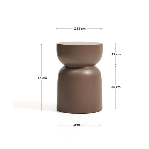 Iš betono apvalios formos sodo šoninis staliukas ø 32 cm Garbet – Kave Home-image-4