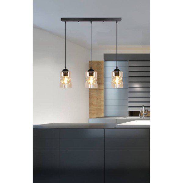 Juodas pakabinamas šviestuvas su stikliniu gaubtu 10x62 cm Felis - Candellux Lighting-image-1